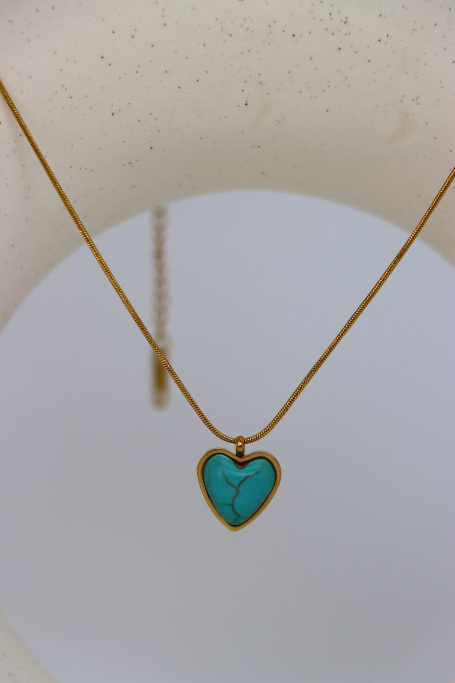 Blue Heart Pendant Necklace in Gold - Image 3