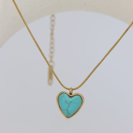 Blue Heart Pendant Necklace in Gold