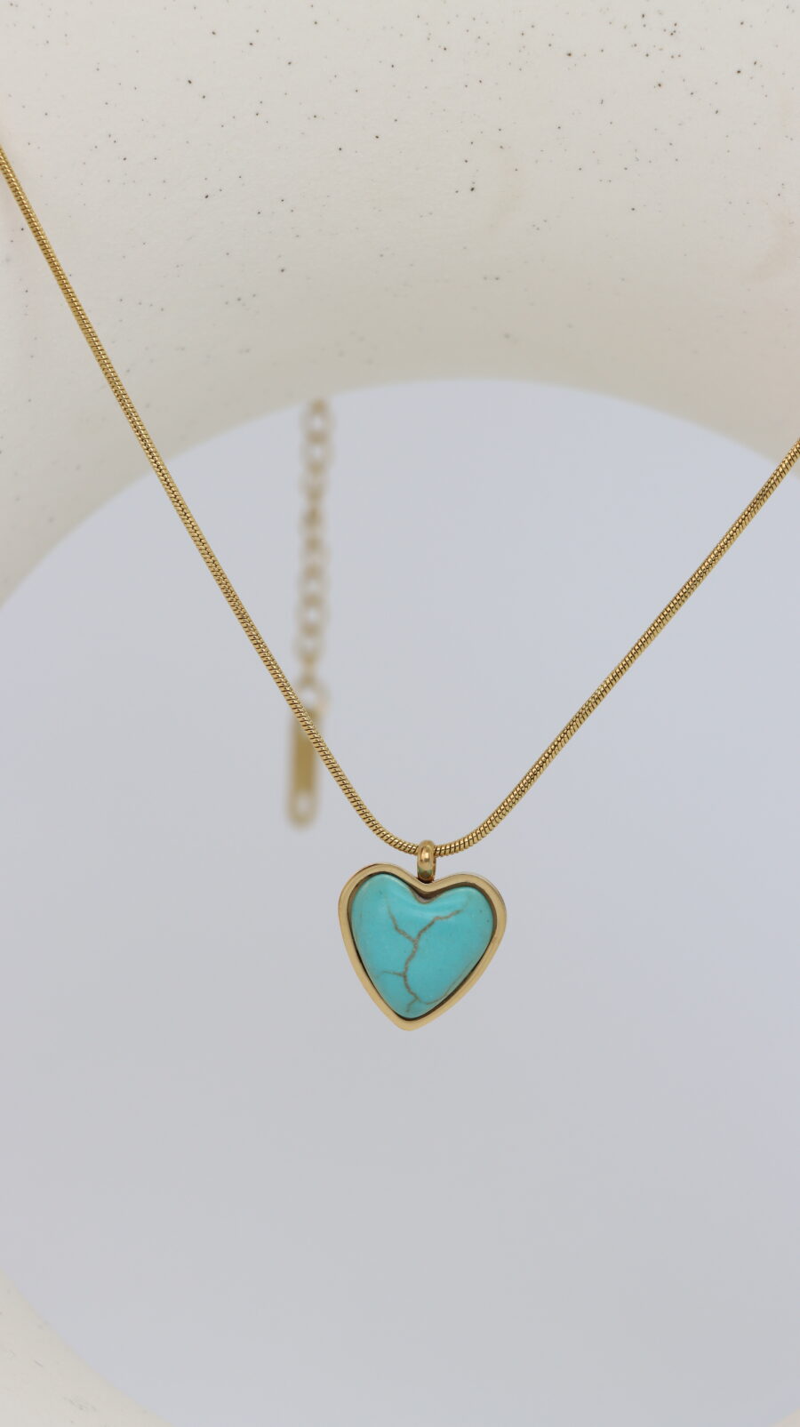 Blue Heart Pendant Necklace in Gold