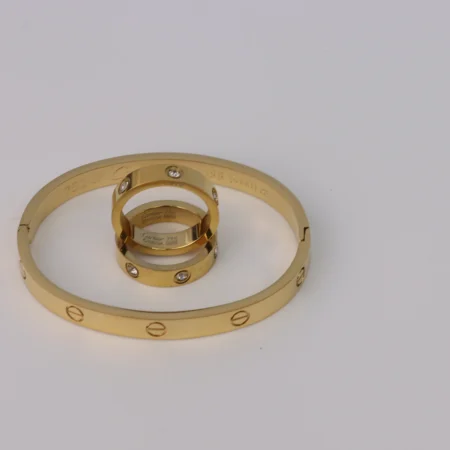Gold Bracelet & Rings Set