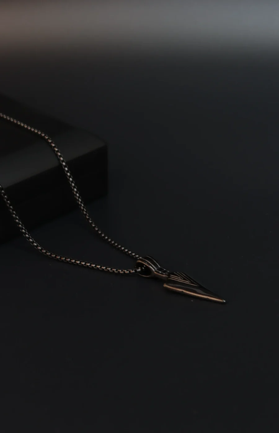 Black Stainless Steel Spearhead Pendant Necklace