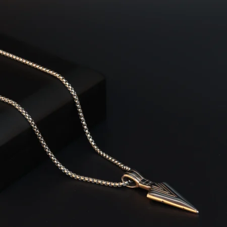 Silver Stainless Steel Spearhead Pendant Necklace