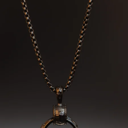 Black Cross Ring Pendant Long Necklace