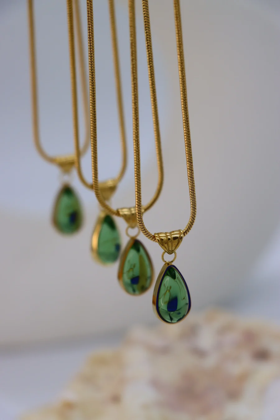 Emerald Enchantment Teardrop Necklace