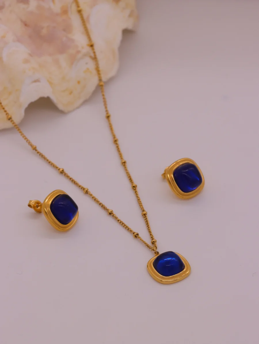 Blue Sapphire Crystal Charm Chain