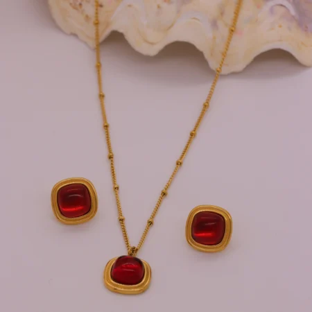 Ruby Radiance Gold-Plated Jewelry Set
