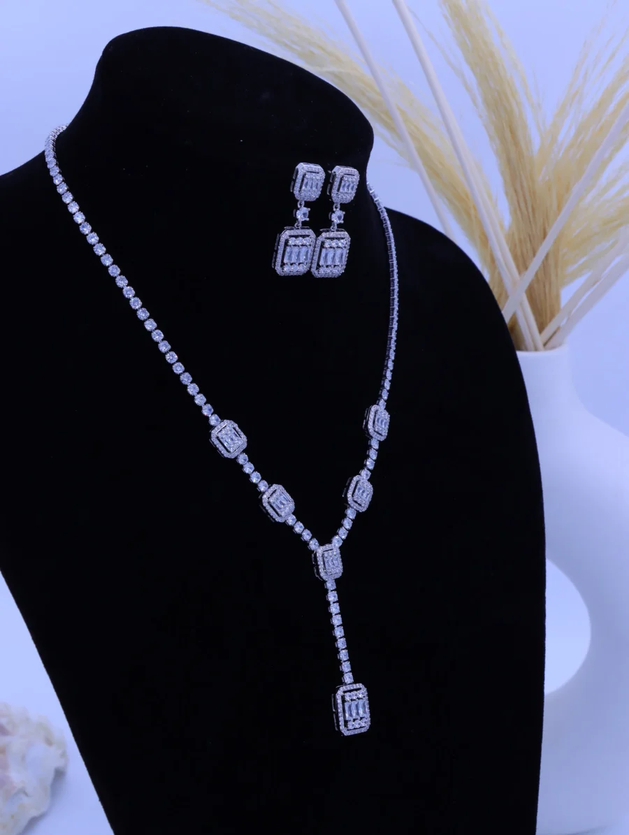 Emerald Cut Crystal Elegance Jewelry Set - Image 5