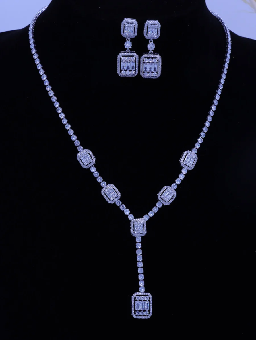 Emerald Cut Crystal Elegance Jewelry Set