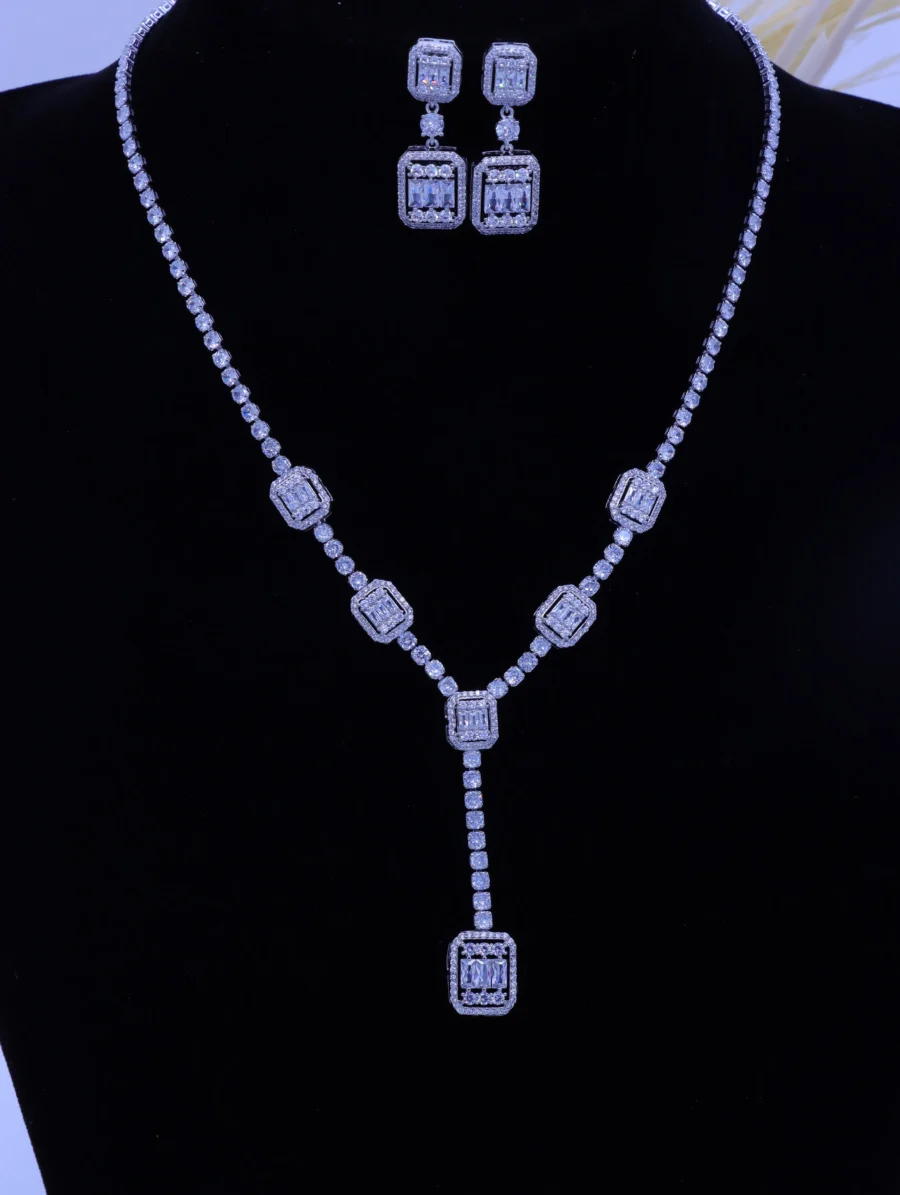 Emerald Cut Crystal Elegance Jewelry Set - Image 2
