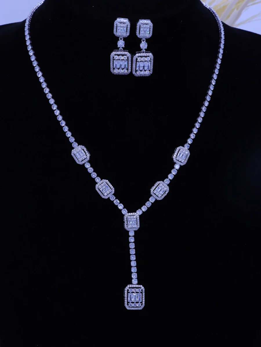 Emerald Cut Crystal Elegance Jewelry Set - Image 3