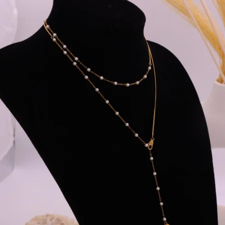 Pearl Chain Layered Necklace Set