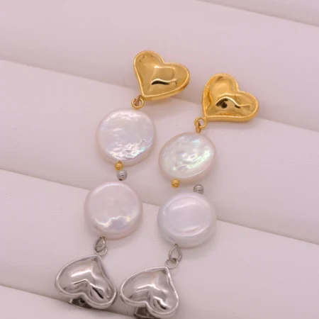 Cascading Heart & Pearl Drop Earrings