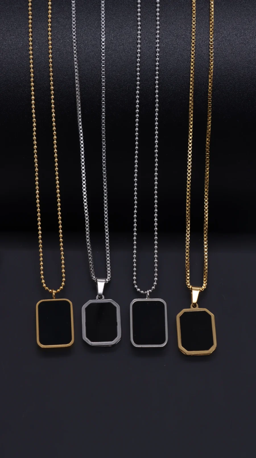 Black Onyx Geometric Pendant Necklace Collection - Image 10