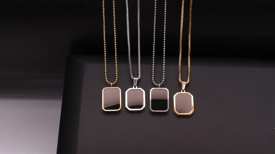 Black Onyx Geometric Pendant Necklace Collection - Image 16