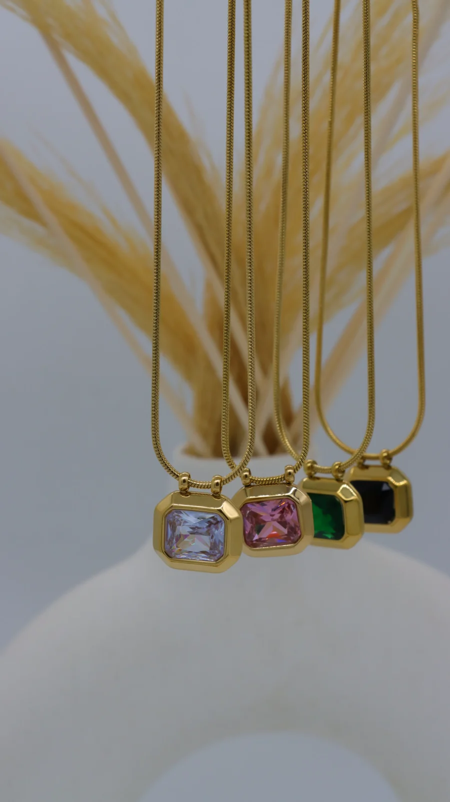 Gemstone Square Pendant Necklace Collection - Image 4