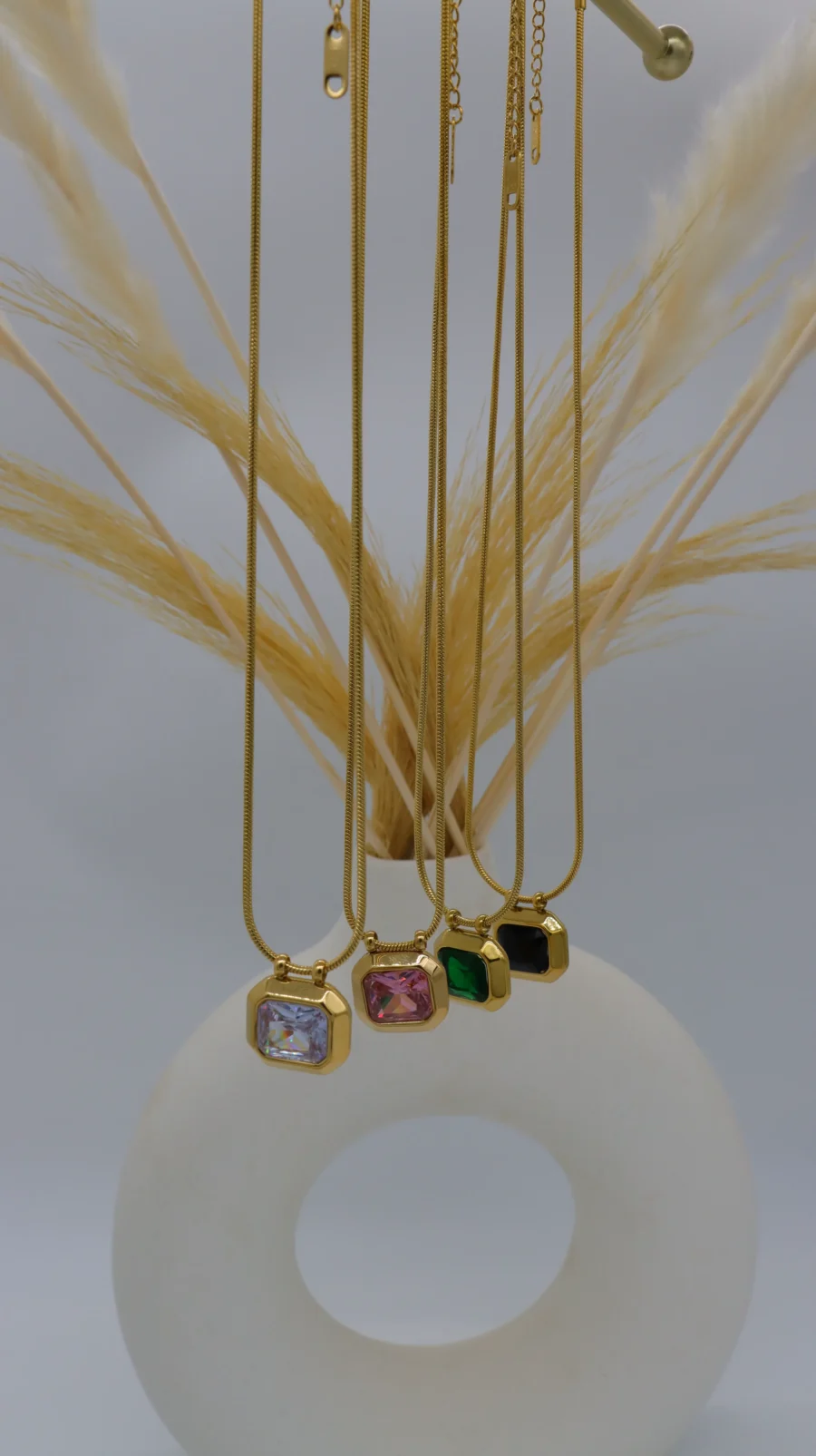Gemstone Square Pendant Necklace Collection - Image 5