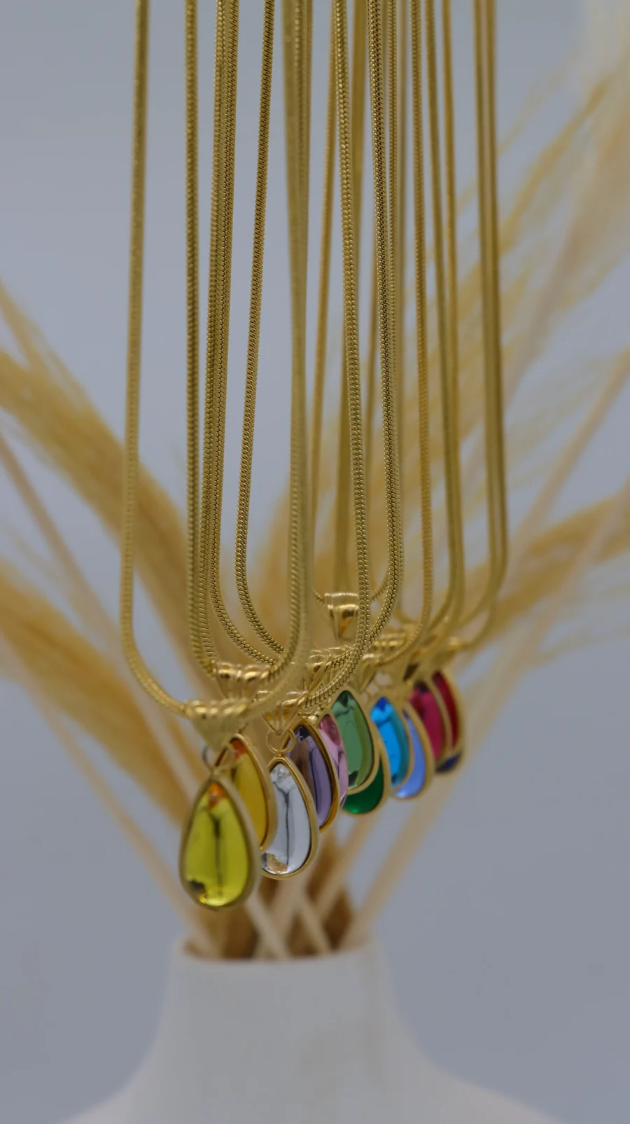 Rainbow Teardrop Crystal Necklace Set - Image 2