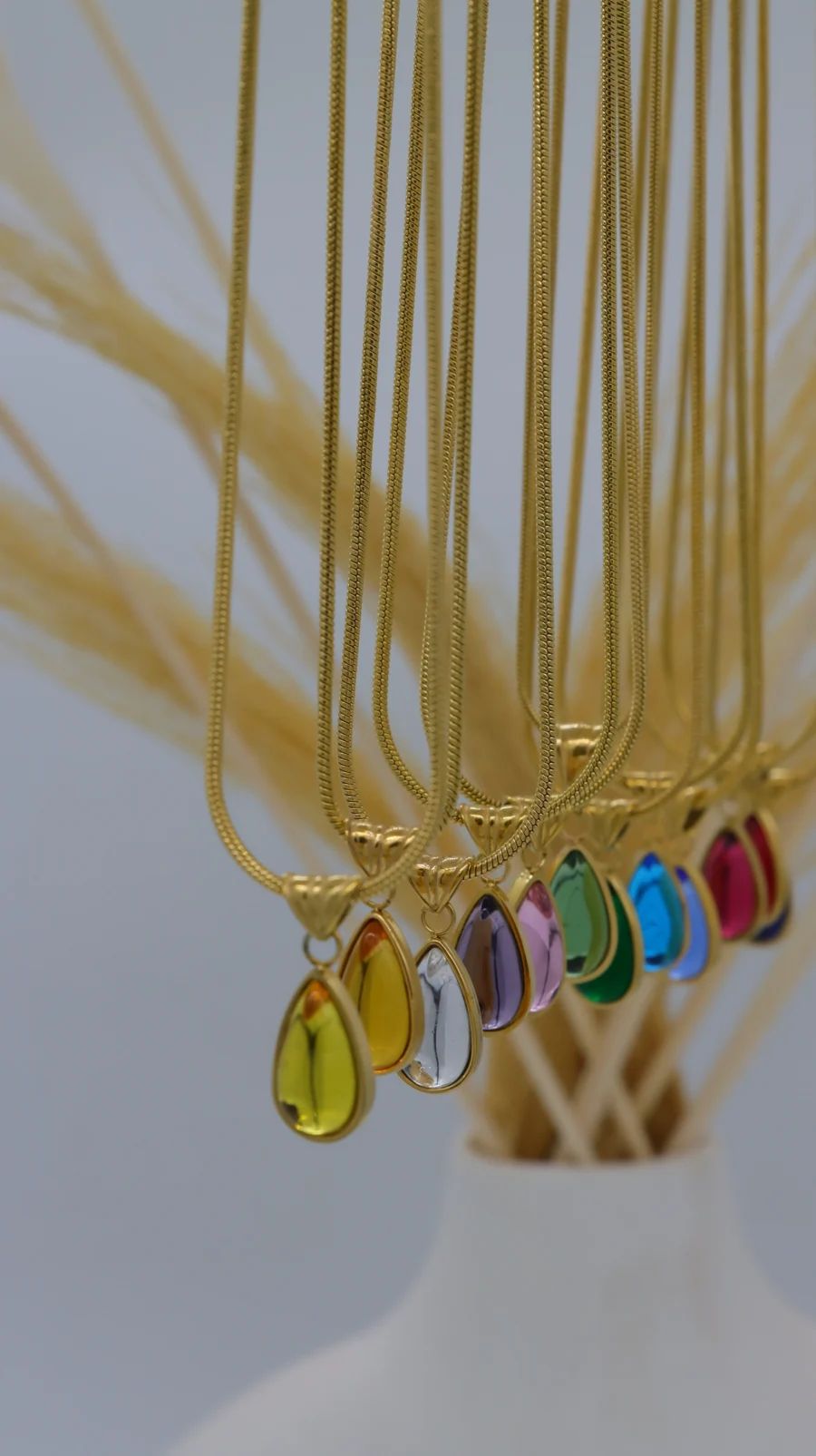 Rainbow Teardrop Crystal Necklace Set - Image 3