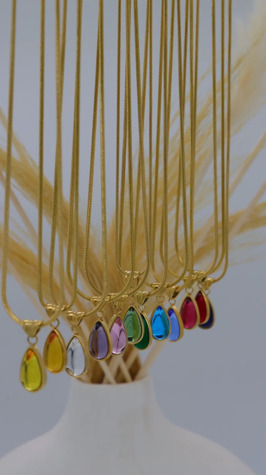 Rainbow Teardrop Crystal Necklace Set - Image 5