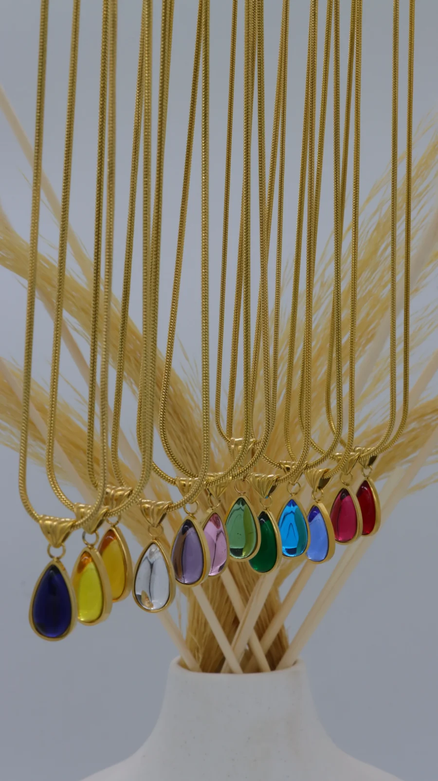 Rainbow Teardrop Crystal Necklace Set - Image 7