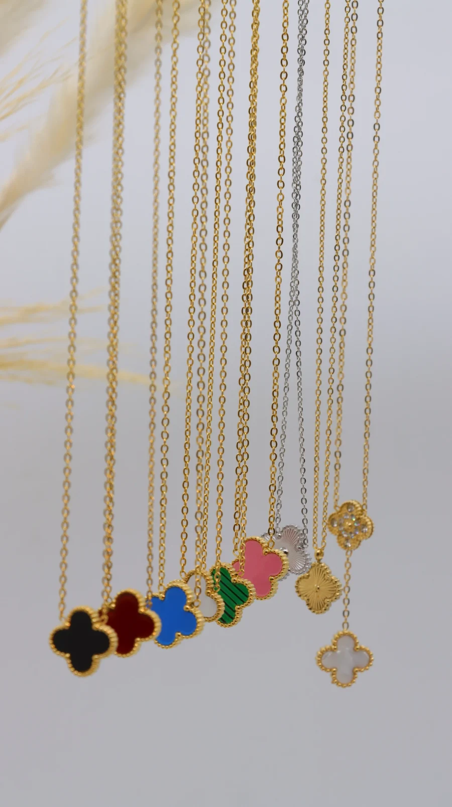 Multi-Color Clover Pendant Necklace Collection - Image 3