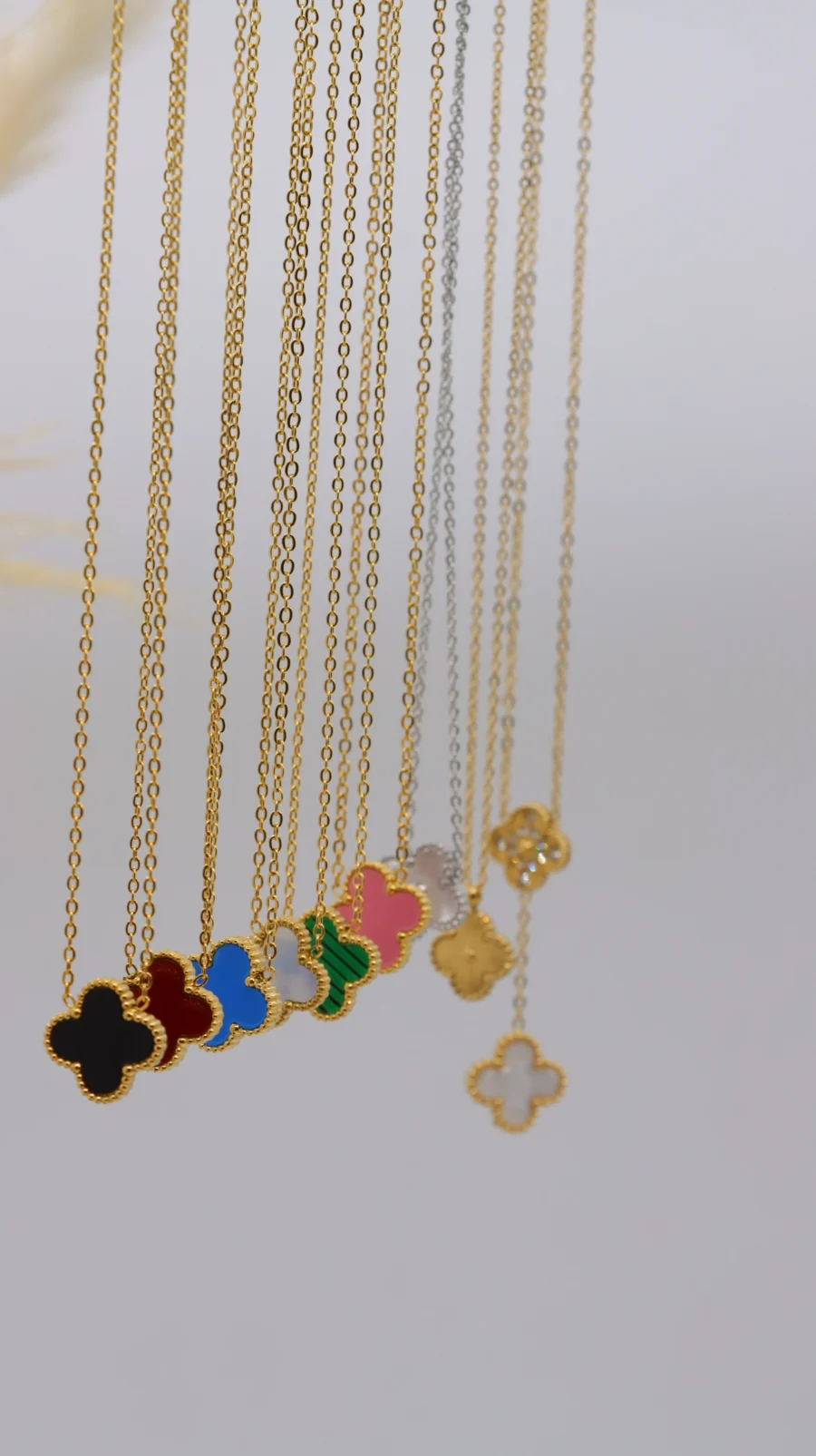 Multi-Color Clover Pendant Necklace Collection - Image 4