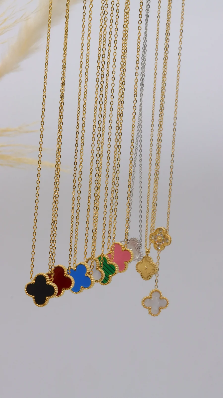 Multi-Color Clover Pendant Necklace Collection - Image 2