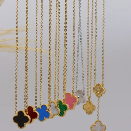 Multi-Color Clover Pendant Necklace Collection