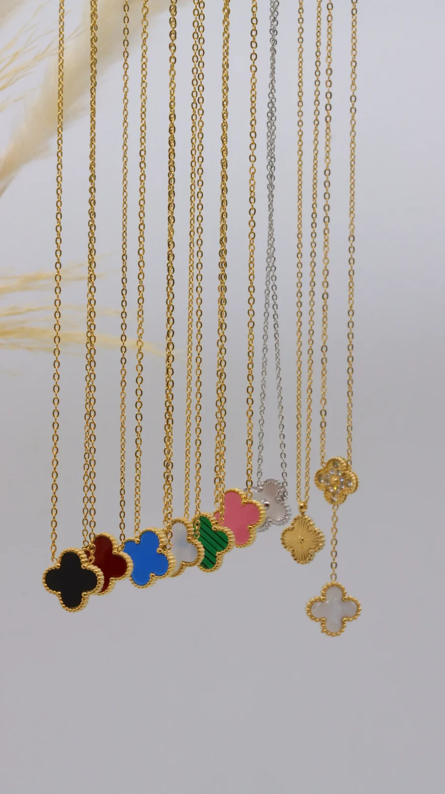 Multi-Color Clover Pendant Necklace Collection
