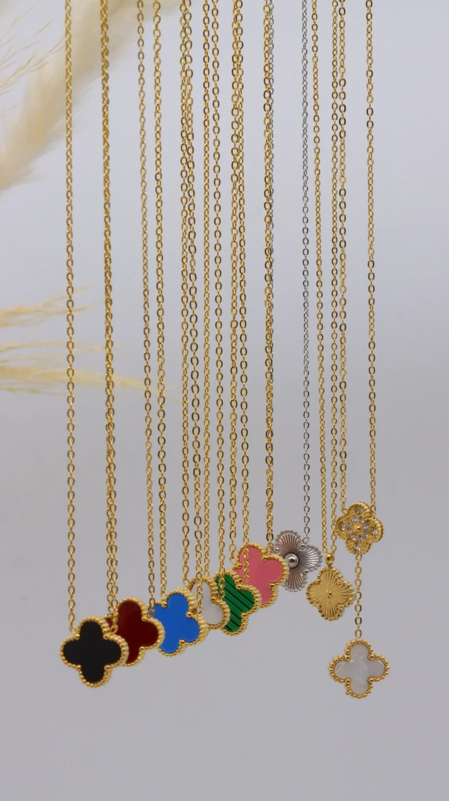 Multi-Color Clover Pendant Necklace Collection - Image 7