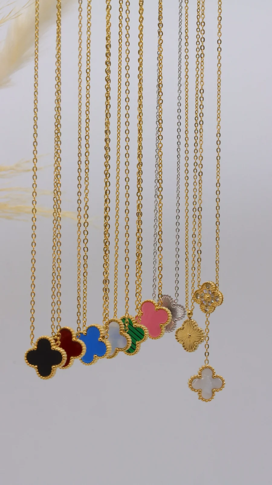 Multi-Color Clover Pendant Necklace Collection - Image 6