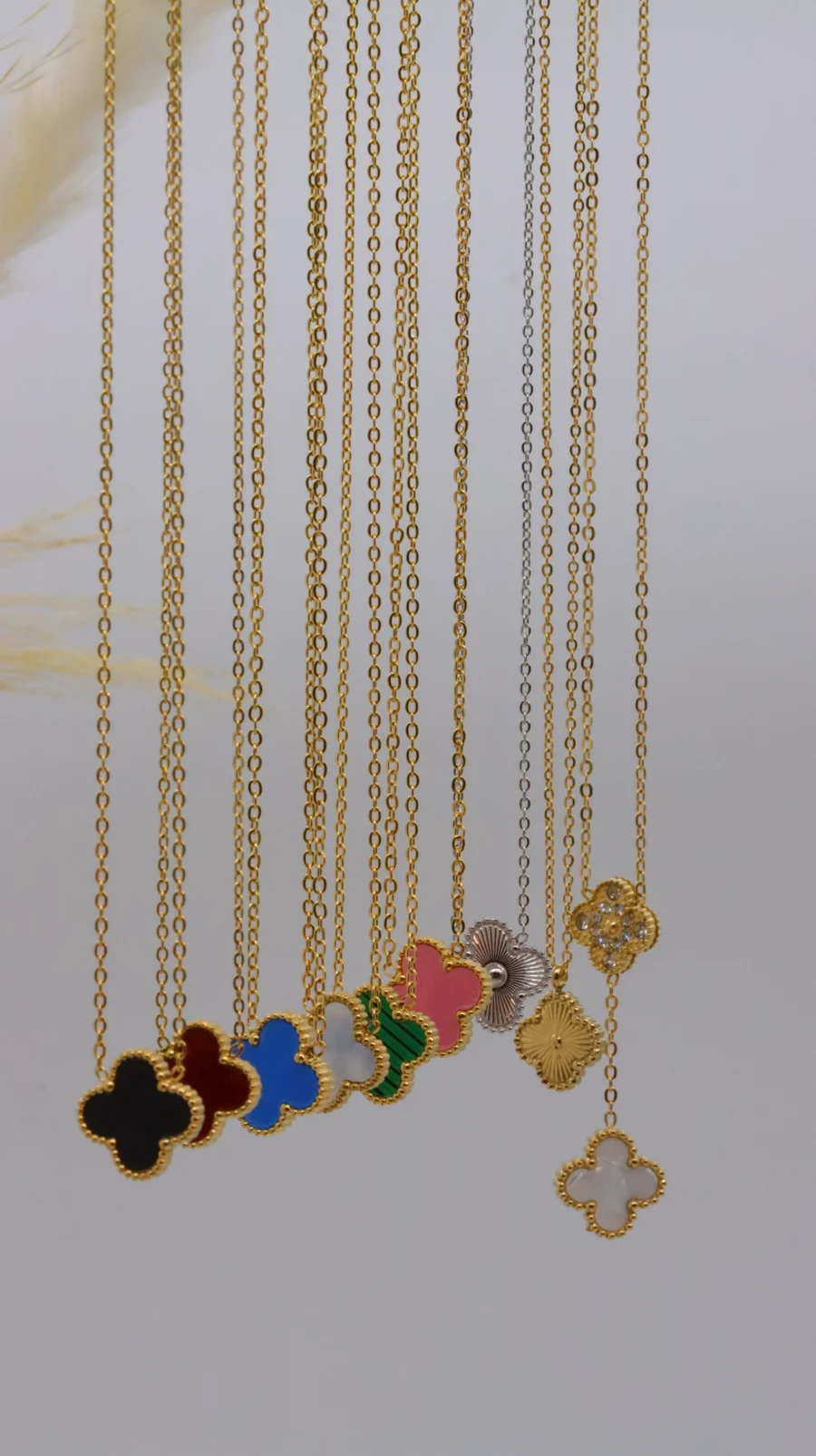 Multi-Color Clover Pendant Necklace Collection - Image 5