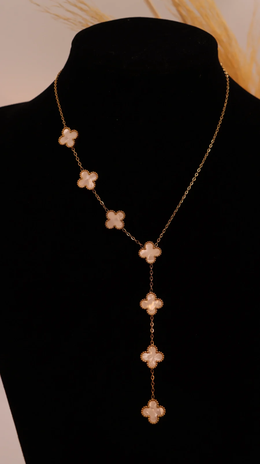 Malachite Clover Y-Drop Necklace - Image 13