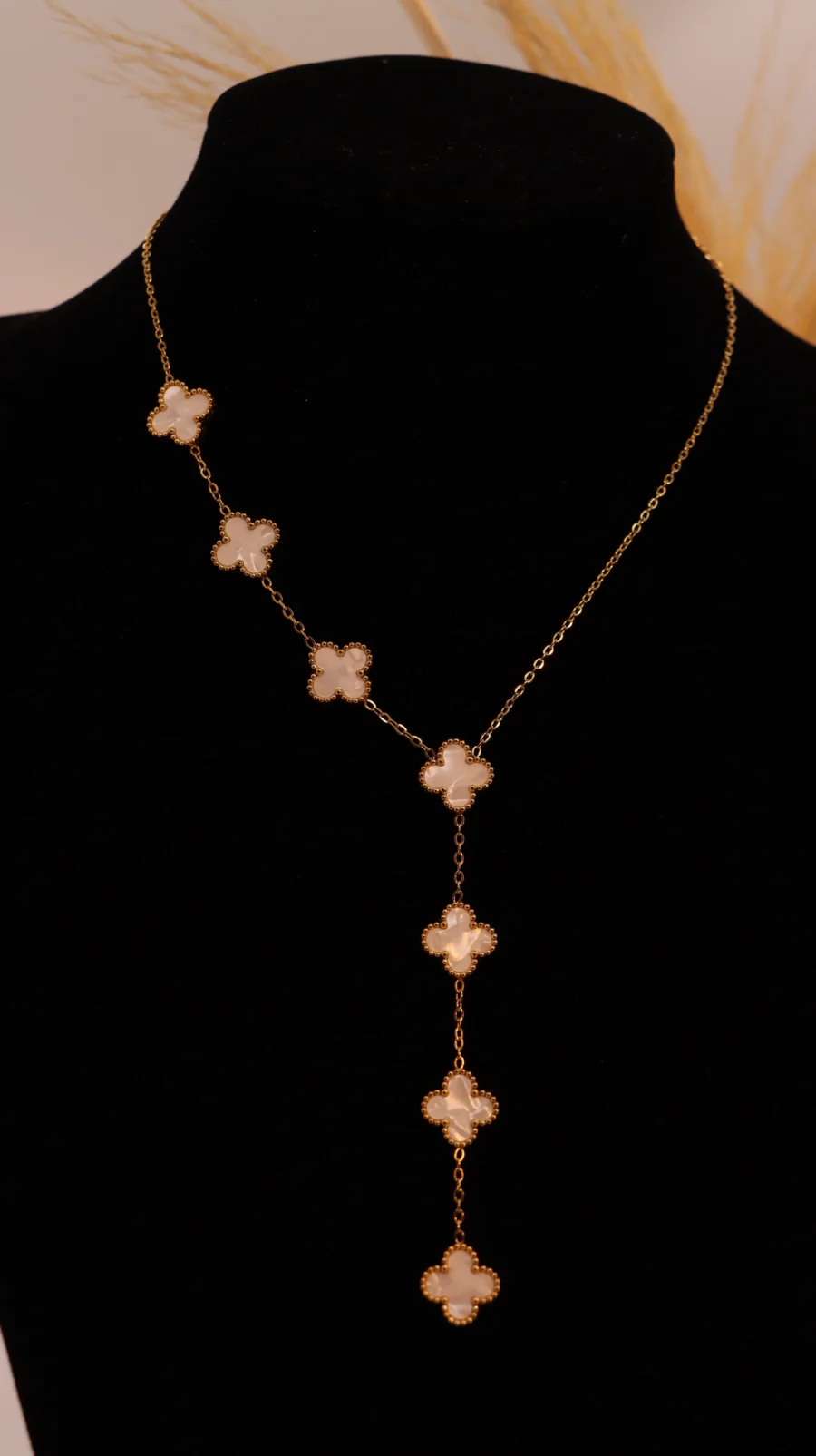 Malachite Clover Y-Drop Necklace - Image 11