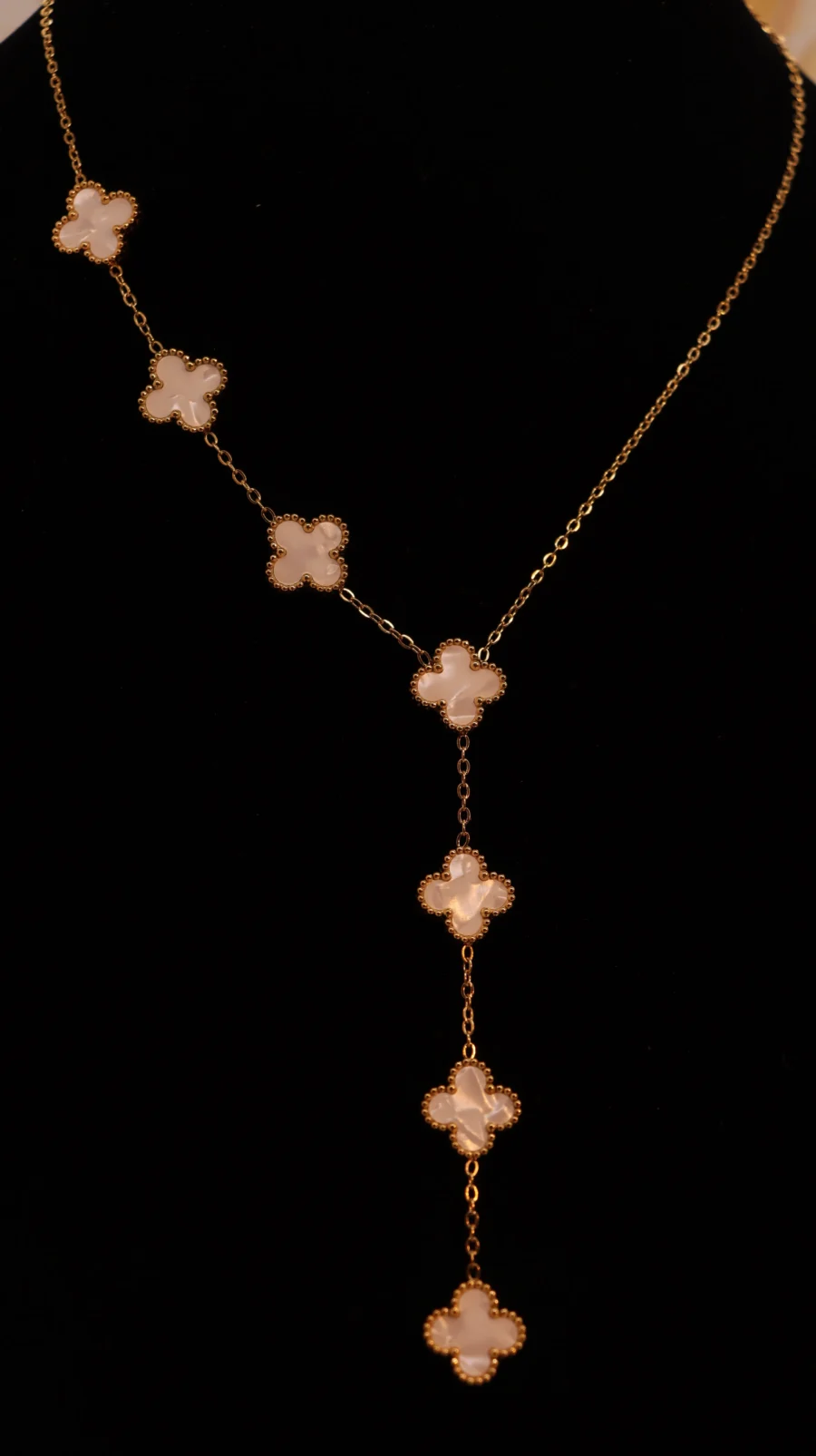 Malachite Clover Y-Drop Necklace - Image 10
