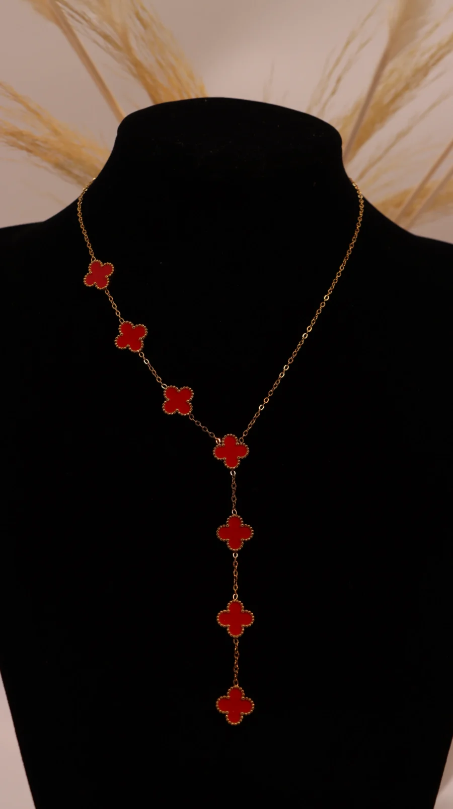 Malachite Clover Y-Drop Necklace - Image 7