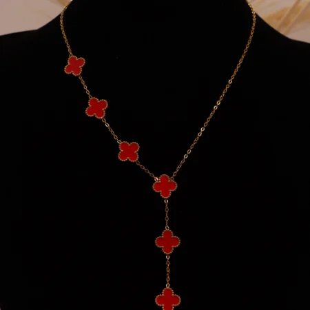 Malachite Clover Y-Drop Necklace