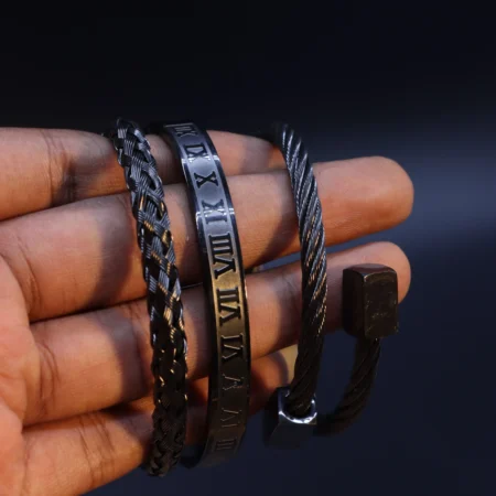 Elite Black Steel Bracelet Collection