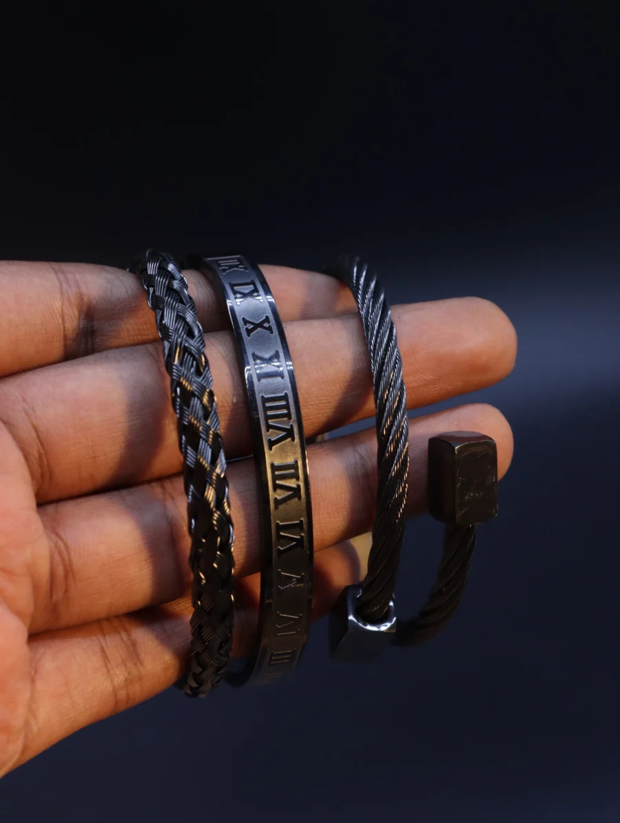 Elite Black Steel Bracelet Collection