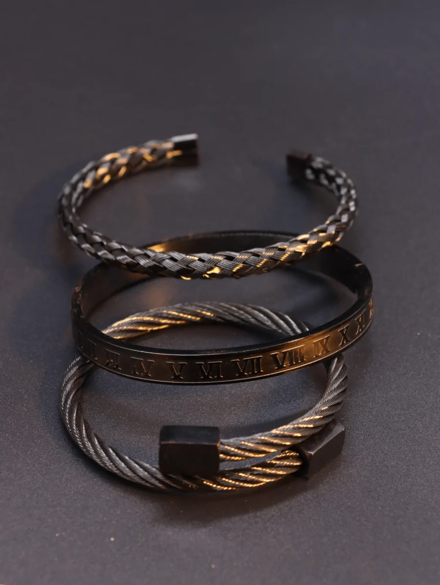 Elite Black Steel Bracelet Collection - Image 3