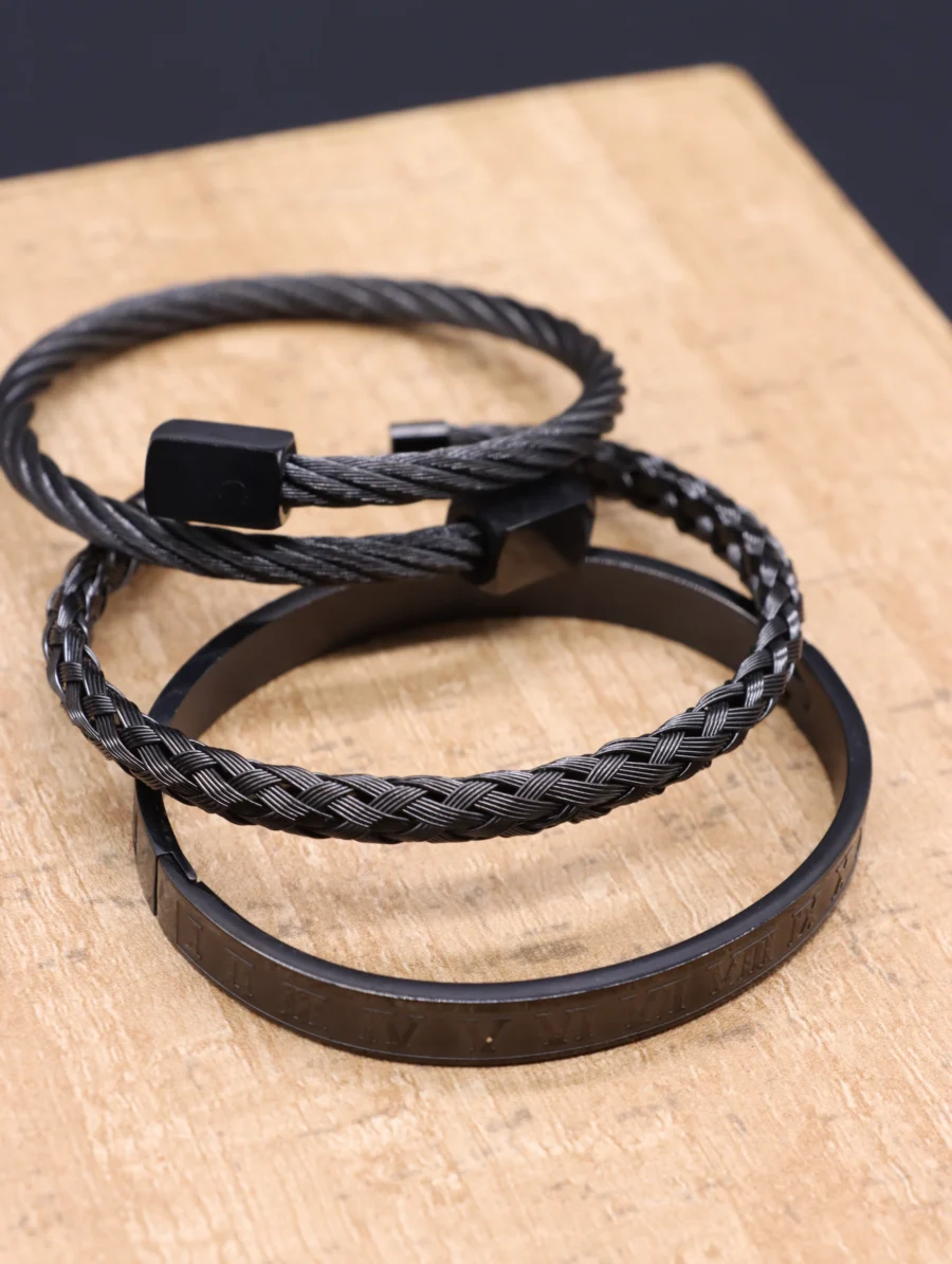 Elite Black Steel Bracelet Collection - Image 6