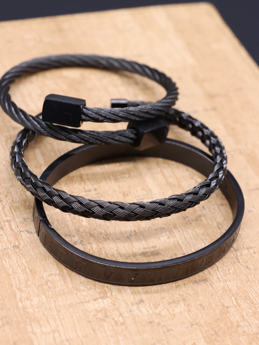 Elite Black Steel Bracelet Collection - Image 5