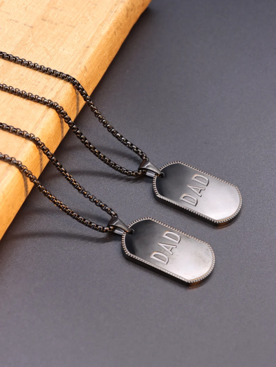 Dad Dog Tag Necklace Set - Father's Day Special