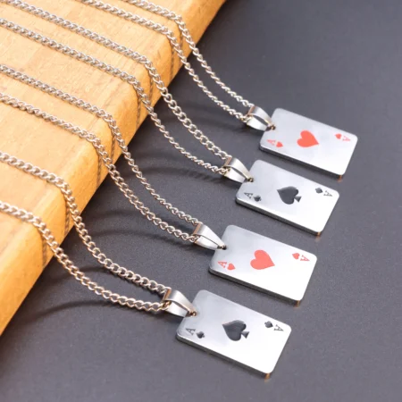Ace of Hearts & Spades Card Pendant Necklace