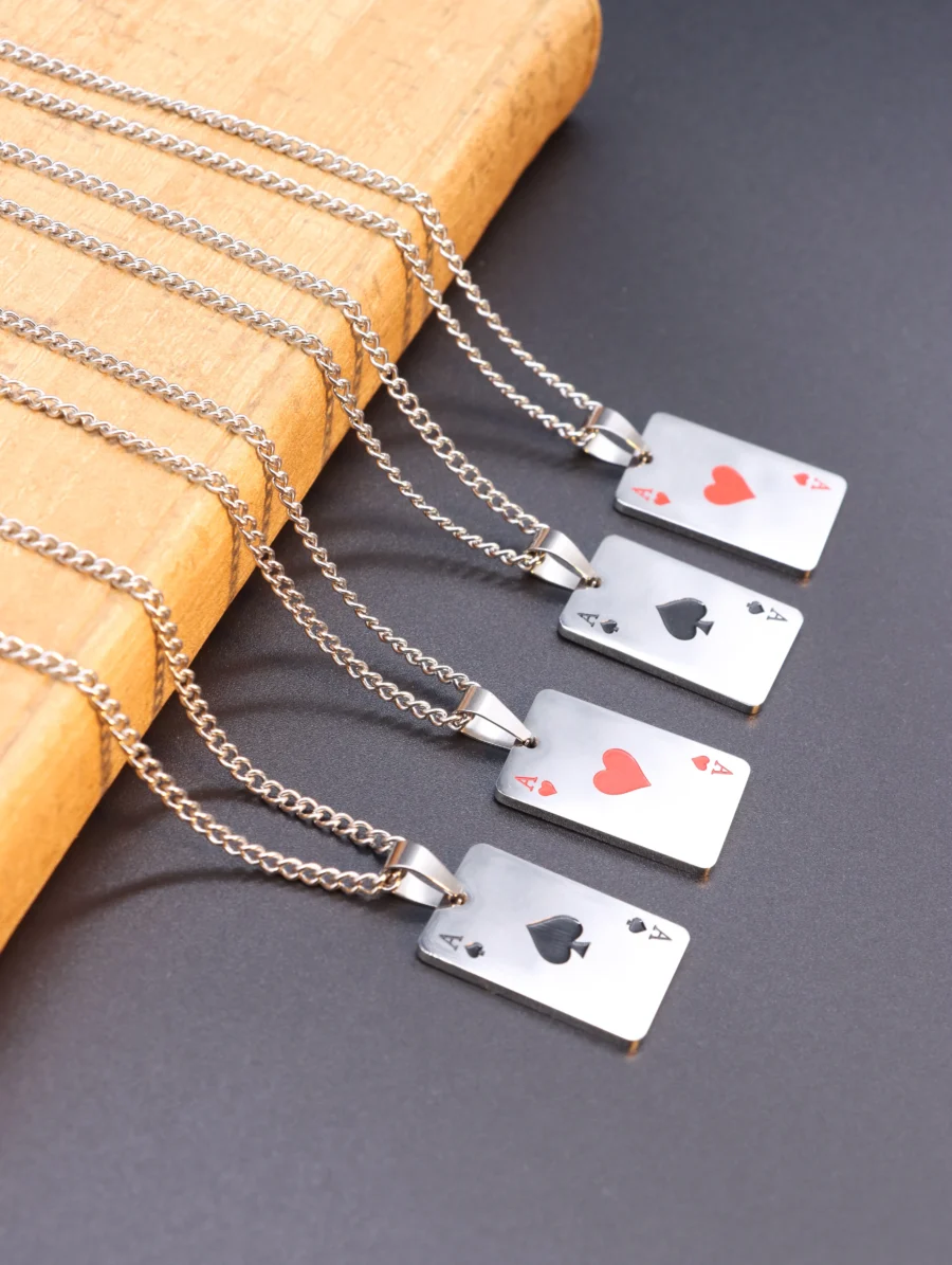 Ace of Hearts & Spades Card Pendant Necklace