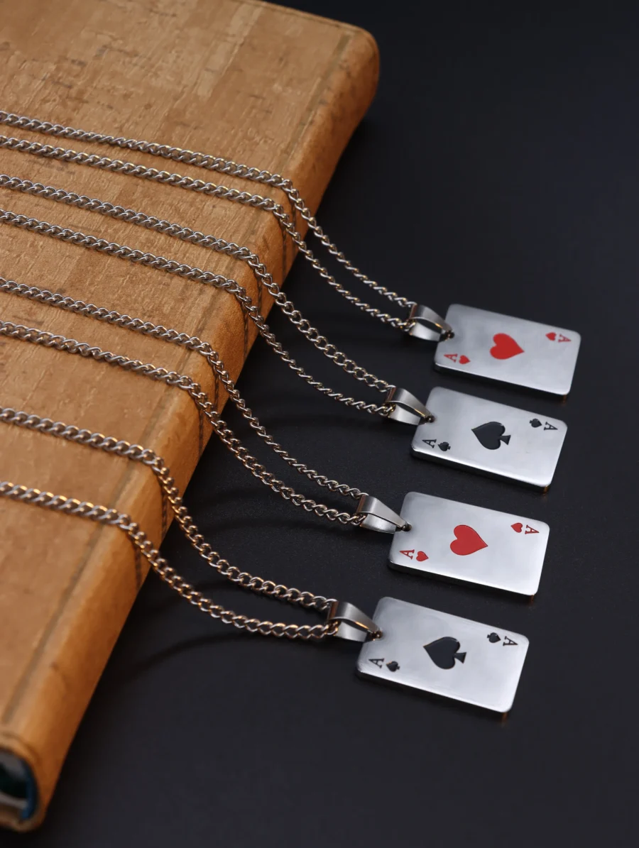Ace of Hearts & Spades Card Pendant Necklace - Image 3