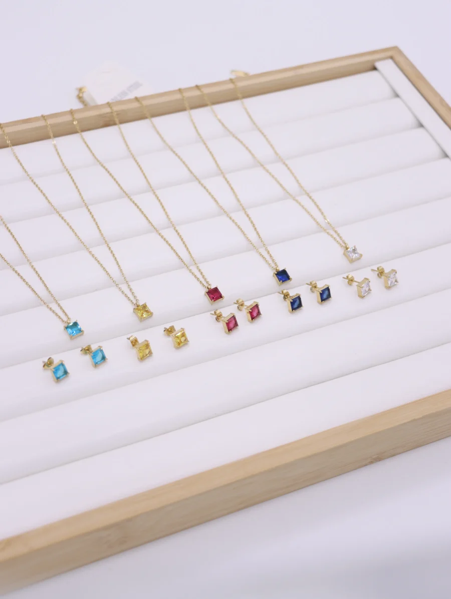 Birthstone Square Crystal Jewelry Set
