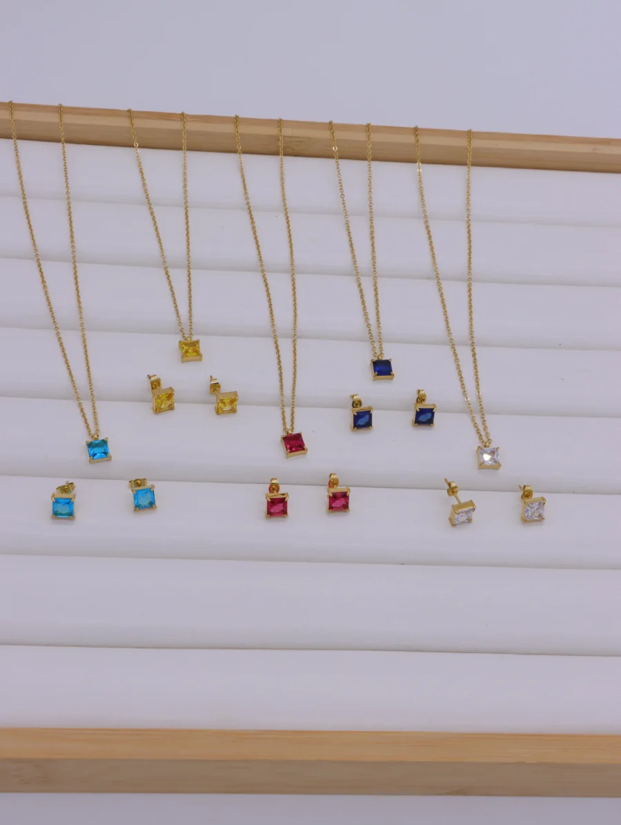 Birthstone Square Crystal Jewelry Set - Image 5