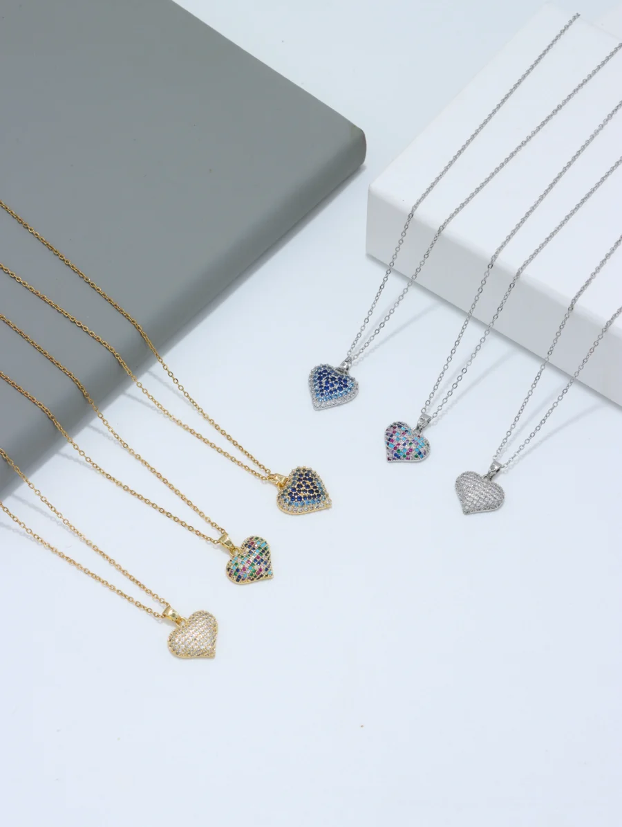 Pavé Heart Pendant Necklace - Image 3