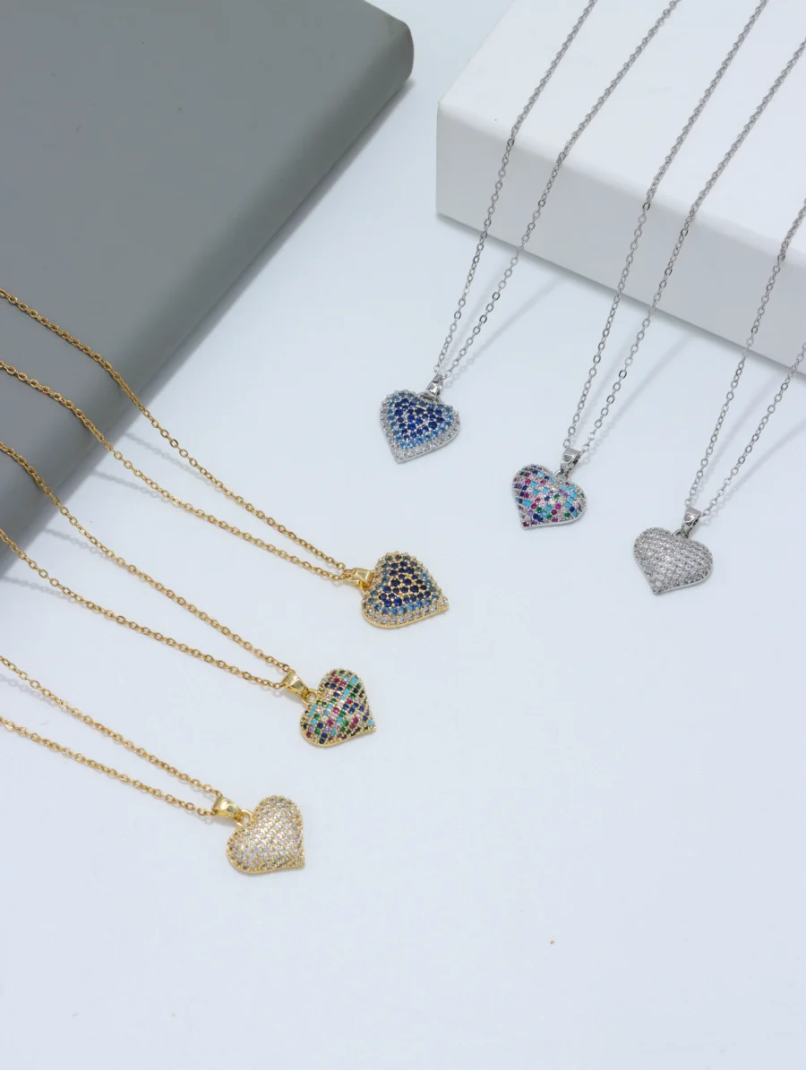 Pavé Heart Pendant Necklace - Image 11